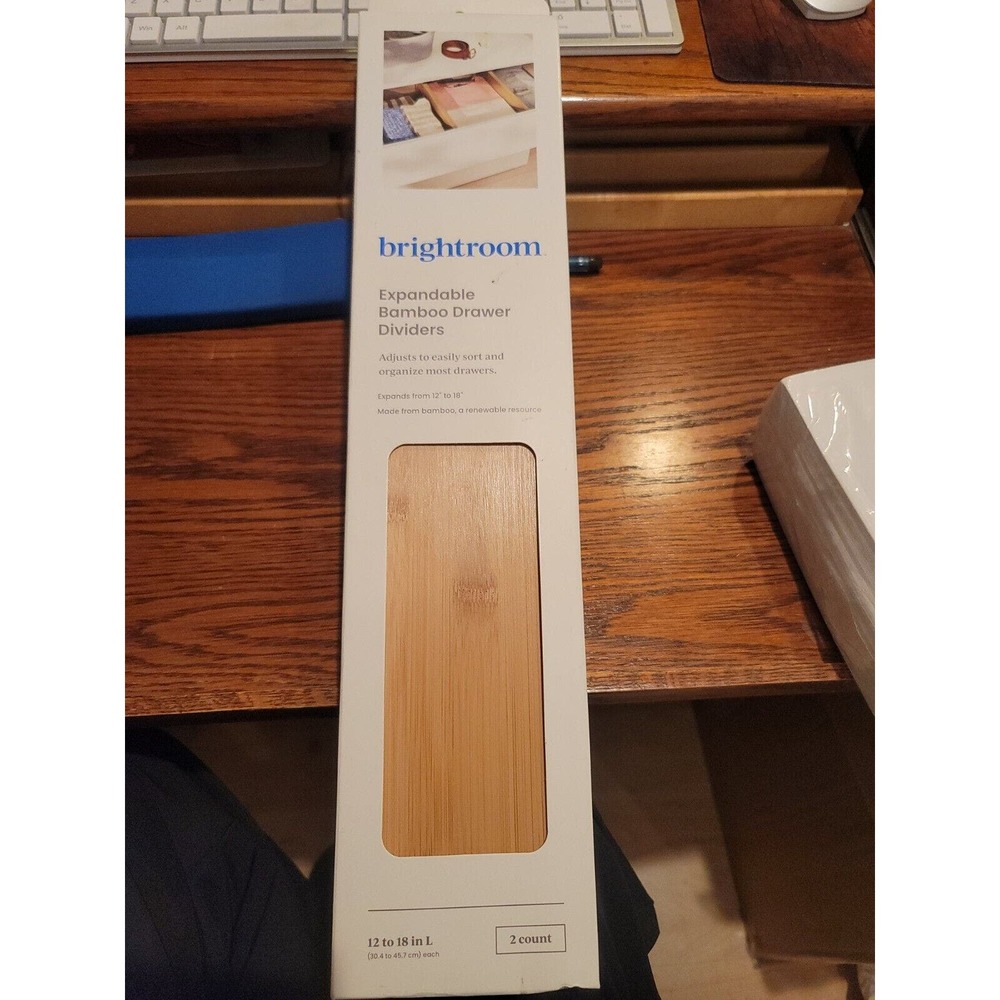 Brightroom Set of 2 Bamboo Spring Loaded Expandable Drawer Dividers